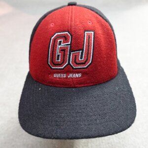 Vintage Guess Hat Red Black Embroidered Made in USA Snapback